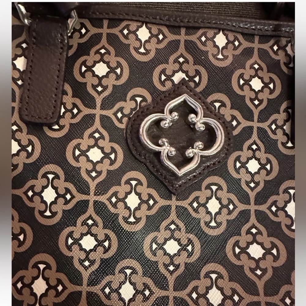 Brighton Handbag, Rich Brown Print w/leather Trim NWOT - Picture 4 of 12